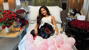 Marion Jola berulang tahun di rumah sakit. Foto: Instagram Marion Jola
