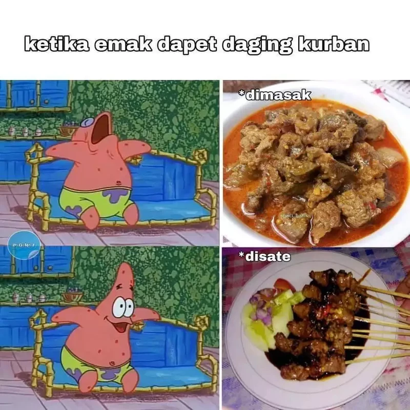 Saat lebaran Idul Adha, hampir setiap rumah pasti memiliki stok daging kambing. Berikut ini meme lucu soal menu spesial Idul Adha.