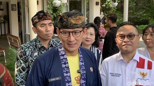 Menteri Pariwisata dan Ekonomi Kreatif, Sandiaga Uno di Nusa Dua, Badung, Jumat (14/6/2024).
