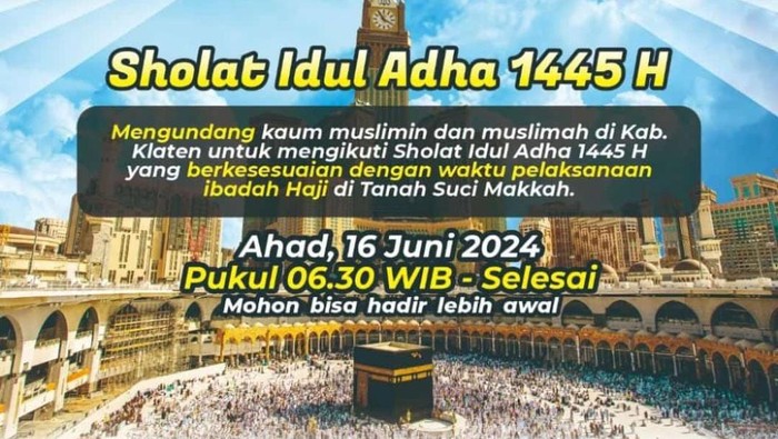 Selebaran salat Idul Adha hari Minggu besok.