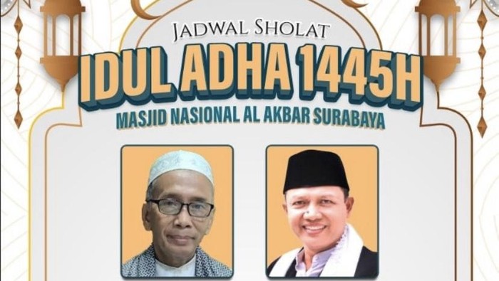 Jadwal salat Idul Adha 1445 Hijriah di Masjid Al Akbar Surabaya.