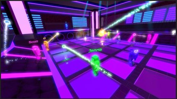 Robot Roller-Derby Disco Dodgeball dibikin oleh 82apps, rilis 19 Februari 2015, dan tersedia di Linux, Microsoft Windows, macOS. Foto: (Steam).