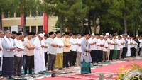 Jamaah mengikuti shalat idul adha di Mapolda Sumut. Foto: Dokumen Humas Polda Sumut