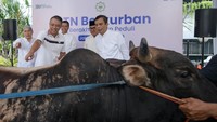 Penyerahan itu dilakukan secara simbolis hewan kurban sapi kepada Ketua Seksi Kerohanian Islam (SKI) BTN Fathoni Hudori usai pelaksanaan Sholat Idul Adha di Menara BTN Jakarta, Senin (17/6).