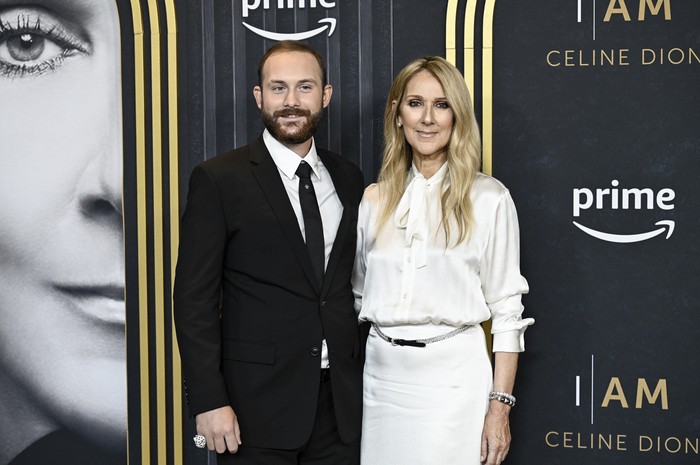 Celine Dion, right, and son René-Charles Angélil attend the Amazon MGM Studios special screening of I Am: Celine Dion at Alice Tully Hall on Monday, June 17, 2024, in New York. (Photo by Evan Agostini/Invision/AP)