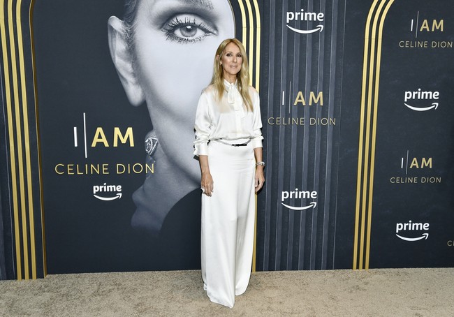 Rambut panjang pirangnya dibiarkan tergerai. Celine Dion menjaga penampilannya tetap terlihat natural dengan riasan yang minimal. (Foto: Evan Agostini/Invision/AP)