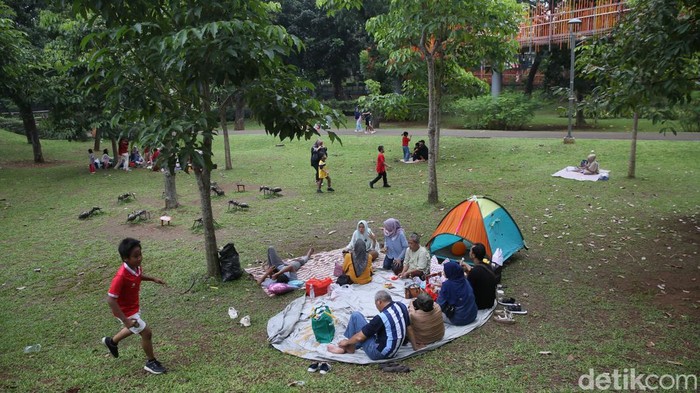 Serunya Menghabiskan Waktu Libur di Tebet Eco Park Sejumlah pengunjung menikmati fasilitas di Tebet Eco Park, Jakarta, Selasa (18/6/2024).