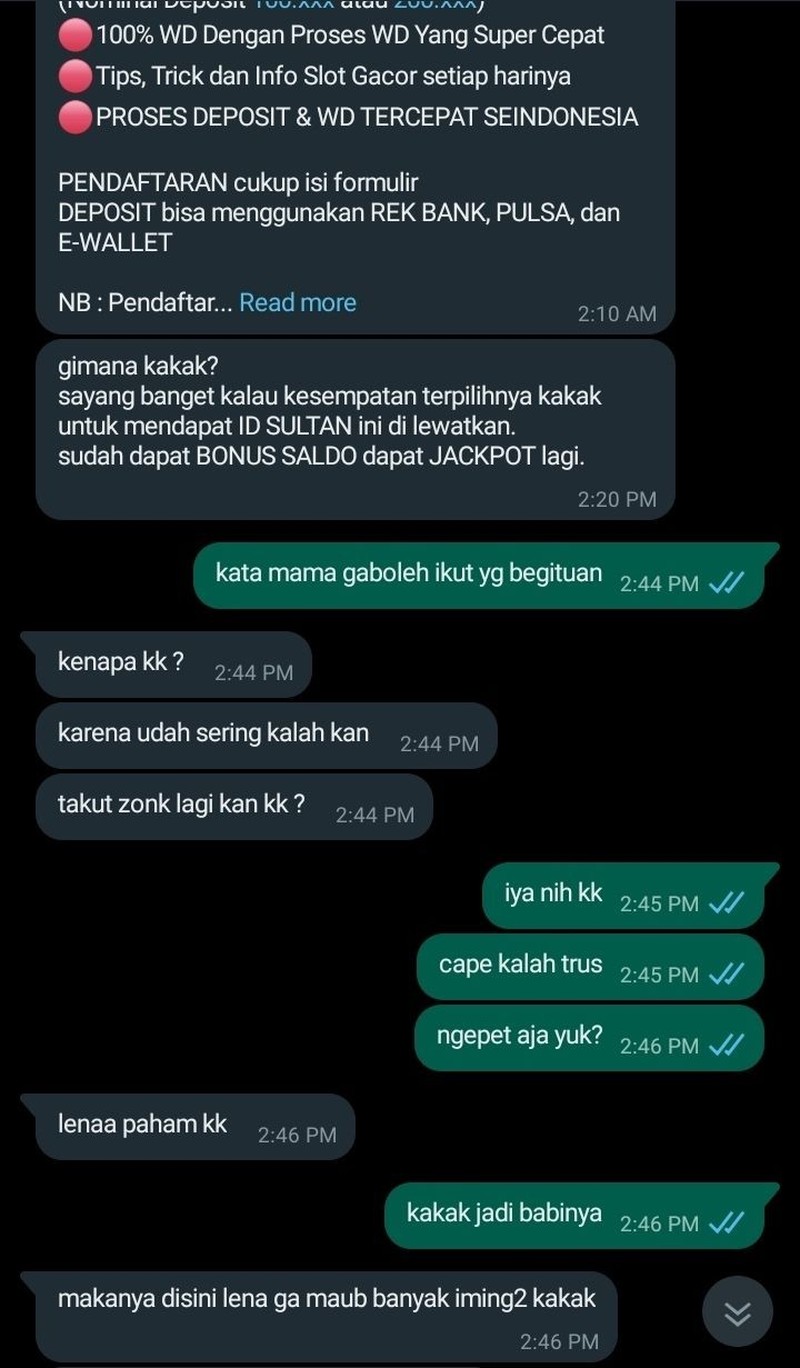 Ada saja tipu muslihat yang dilancarkan admin judi online biar memikat orang. Jangan sampai tergiur, judi cuma nambah masalah hidup.