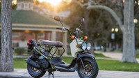 Mari kita mulai dari bagian wajahnya. Kendaraan tersebut menggunakan sepasang headlamp berukuran besar yang sepintas menyerupai lampu senter. Kemudian seinnya punya bentuk kotak dan dibuat bertungkai. Foto: Doc. Honda Powersport USA.