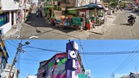 Potret Gang Dolly pada tahun 2013 silam (foto atas) dan foto gang Dolly sekarang ( foto bawah ). Foto: (Google Street View-Rifki Afifan Pridiasto).