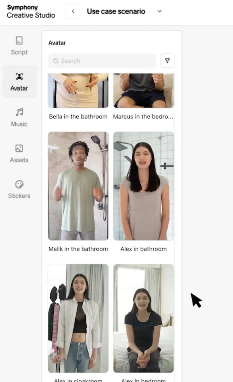 Tampilan Stok Avatar TikTok, Iklan Berbasis AI