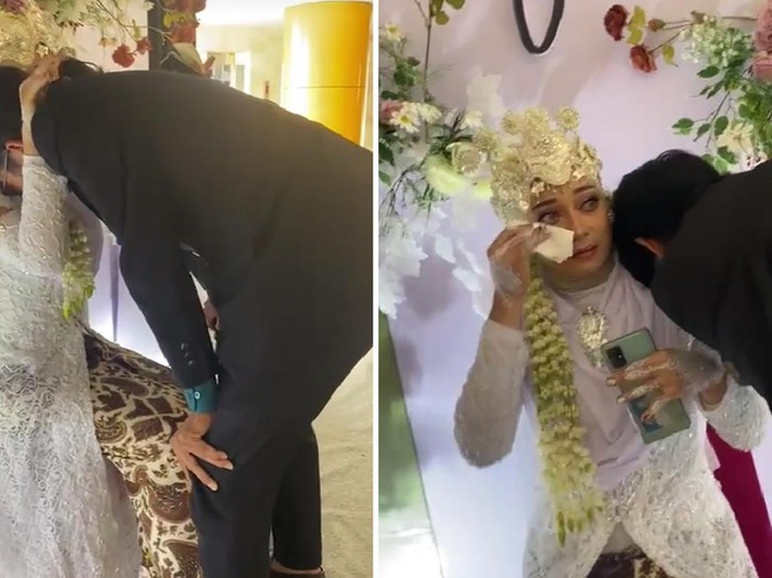 Video dua orang pria menangis tersedu di bahu pengantin wanita mendadak viral di TikTok