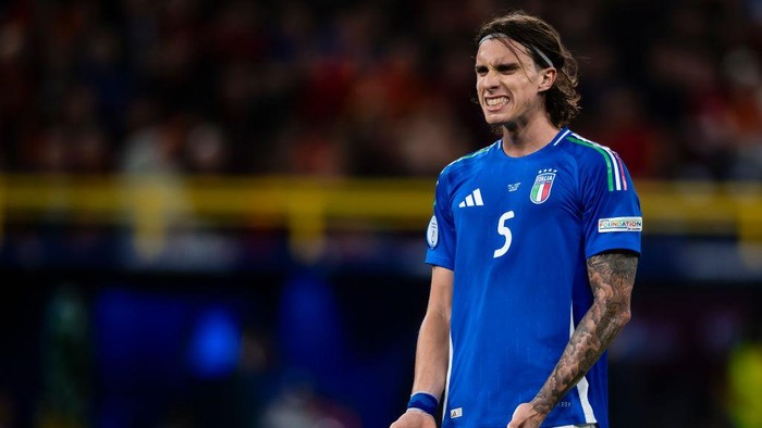 SIGNAL IDUNA PARK, DORTMUND, GERMANY - 2024/06/15: Riccardo Calafiori of Italy reacts during the UEFA EURO 2024 group stage football match between Italy and Albania. Italy won 2-1 over Albania. (Photo by Nicolò Campo/LightRocket via Getty Images)