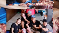 Begini momen Ayu memotong daging kurban bersama saudaranya. Daging yang dibagikan itu berasal dari sapi yang dikurbankan oleh Ayu. Foto: Instagram @ayutinting92