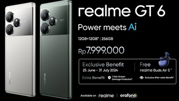 Kendati Milan, Italia menjadi tempat peluncurannya, HP ini sudah bisa dipesan di Indonesia. Harga Realme GT 6 di Indonesia adalah Rp 7.999.000. Namun selama flash sale 25 Juni 2024 di Shopee diberikan harga khusus Rp 7.499.000. Foto: Realme