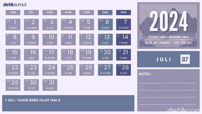 Kalender Juli 2024