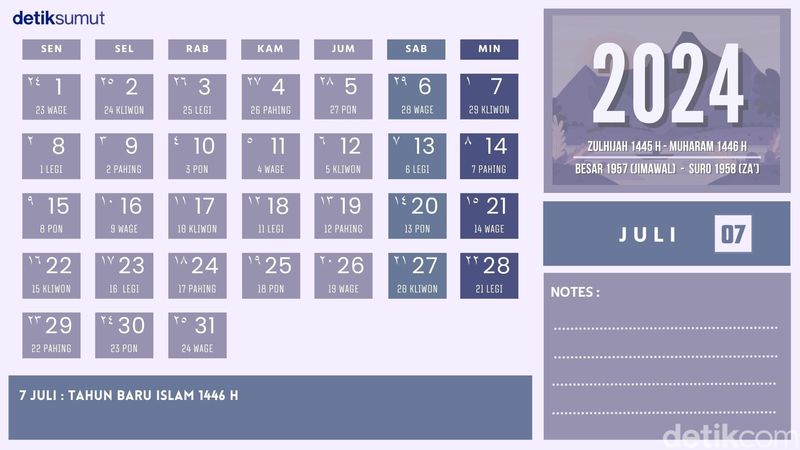 Kalender Juli 2024