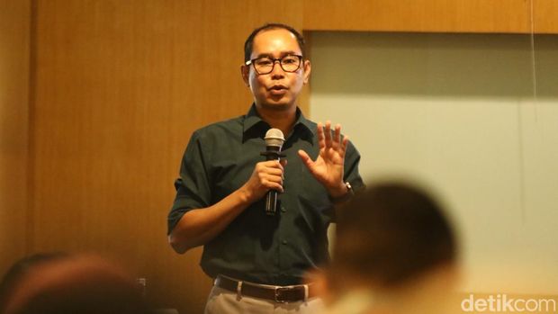 Direktur Perlindungan WNI Kementerian Luar Negeri, Judha Nugraha saat acara diskusi sosialisasi Keputusan Menteri Luar Negeri Republik Indonesia Tahun 2024 tentang Pedoman Pendampingan WNI yang Menghadapi Ancaman Hukuman Mati di Luar Negeri di Hotel Ibis Styles Yogyakarta, Kamis (20/6/2024)