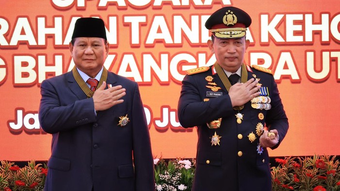 Menteri Pertahanan (Menhan) RI sekaligus Presiden terpilih Prabowo Subianto dan Kapolri Jenderal Listyo Sigit Prabowo. (Dok. istimewa)