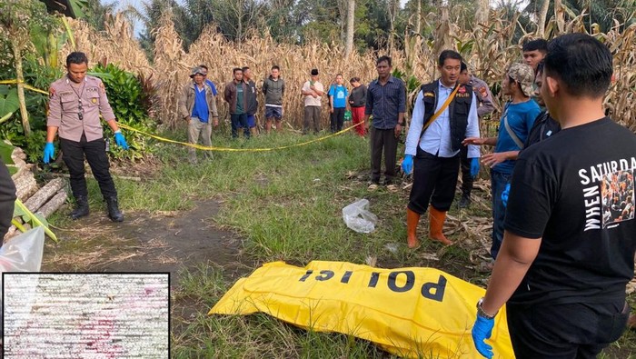 Polres Rejang Lebong saat mengevakuasi korban pembunuhan suami oleh istrinya sendiri.