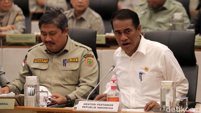 Rapat Kerja Menteri Pertanian dengan Komisi IV DPR Menteri Pertanian Amran Andi Sulaiman (baju putih) saat mengikuti rapat kerja dengan komisi IV, Gedung Parlemen MPR/DPR-DPD, Senayan, Jakarta, Kamis (20/6/2024). Rapat kerja ini membahas Evaluasi Anggaran Tahun 2024, Kegiatan RKA K/L dan RKP K/L Tahun 2025; dan Isu-isu aktual lainnya.