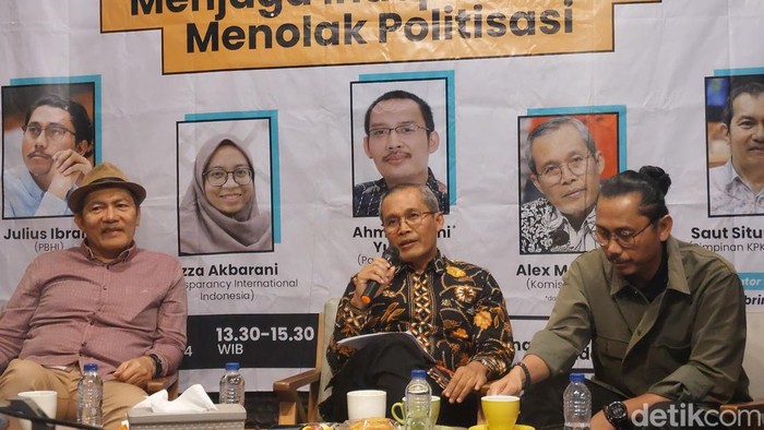 Diskusi Mencari Pemberantasan Korupsi: Menjaga Independensi, Menolak Politisasi, di Jakarta Selatan, Jumat (21/6/2024). (Yogi/detikcom)