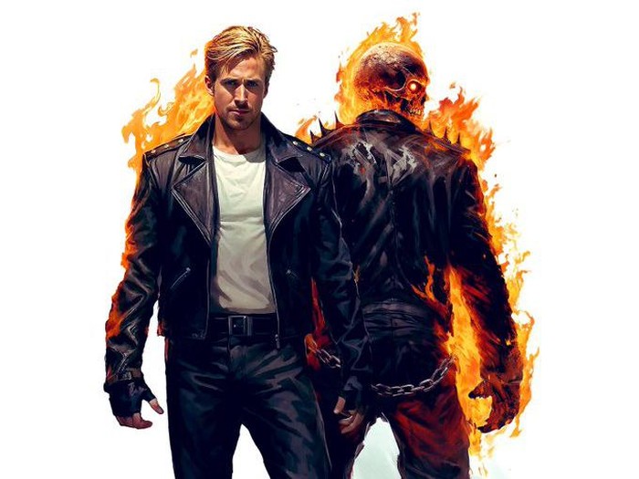 Ilustrasi Ryan Gosling sebagai Ghost Rider.