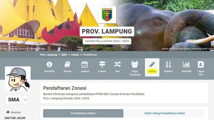 Link pendaftaran PPDB Lampung 2024 jalur zonasi, prestasi dan PTO.
