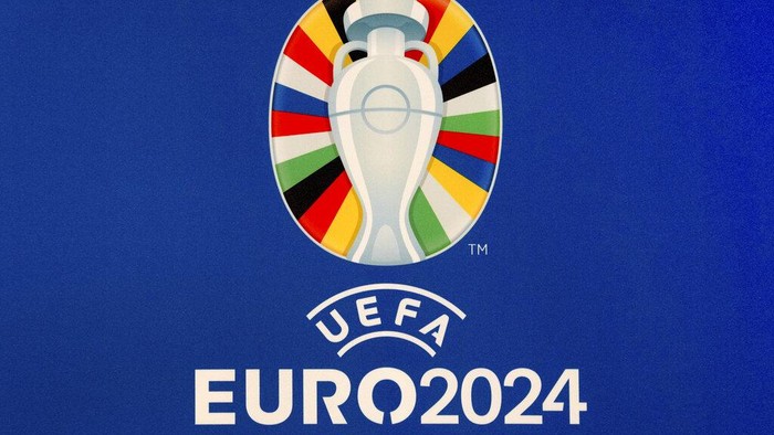 The official logo for the UEFA EURO 2024 in Germany is presented during the UEFA EURO 2024 brand launch in Berlin, Germany, Tuesday, Oct. 5, 2021. Germany will host the UEFA EURO 2024 soccer tournament. (AP Photo/Michael Sohn)