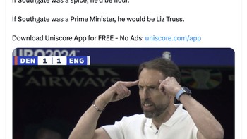 Taktik Souhgate yang membosankan disindir dalam cuitan ini. Jika dia punya Ferrari, pasti kecepatannya pelan. Meski baterai HP-nya 99 persen, dia akan memasang mode rendah daya. Foto: X.com