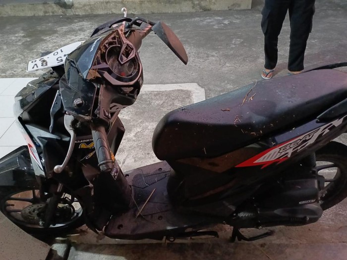 Motor korban kecelakaan di Jalan Samas, Sanden, Bantul, Kamis (20/6/2024).