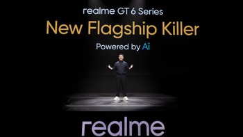 Realme akhirnya merilis Realme GT 6 secara global di Milan, Italia, membawa sejumlah fitur berbasis AI. Realme menyebut smartphone keluaran terbarunya ini sebagai flagship killer. Foto: Realme