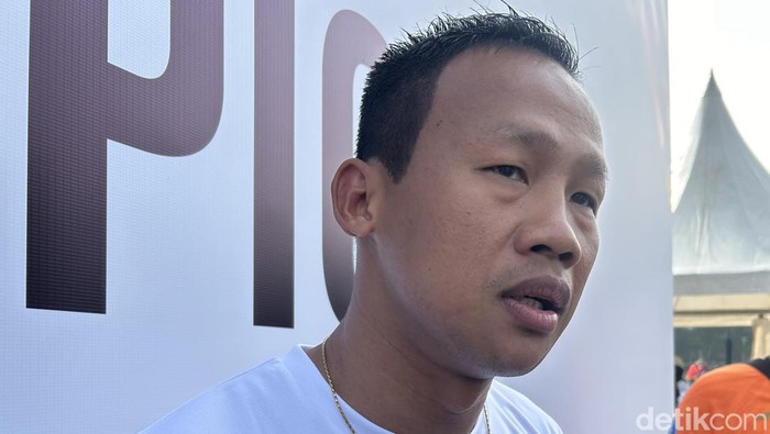 Petinju Indonesia Daud Yordan saat ditemui di Olympic Day, kolaborasi Komite Olimpiade Indonesia (KOI) dengan Kedutaan Besar Prancis untuk Indonesia, yang berlangsung di Hockey Field, Gelora Bung Karno (GBK), pada Sabtu (22/6/2024).