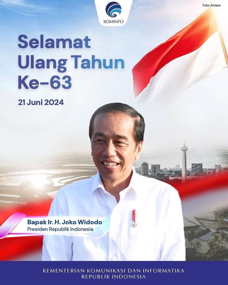 Desain ultah terbaru ultah Jokowi ke-63 dari Kominfo.
