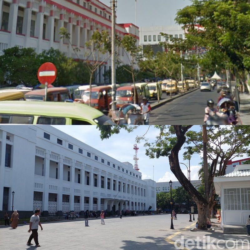 Potret Jalan Garuda tahun 2014 (atas) vs 2024 (bawah).