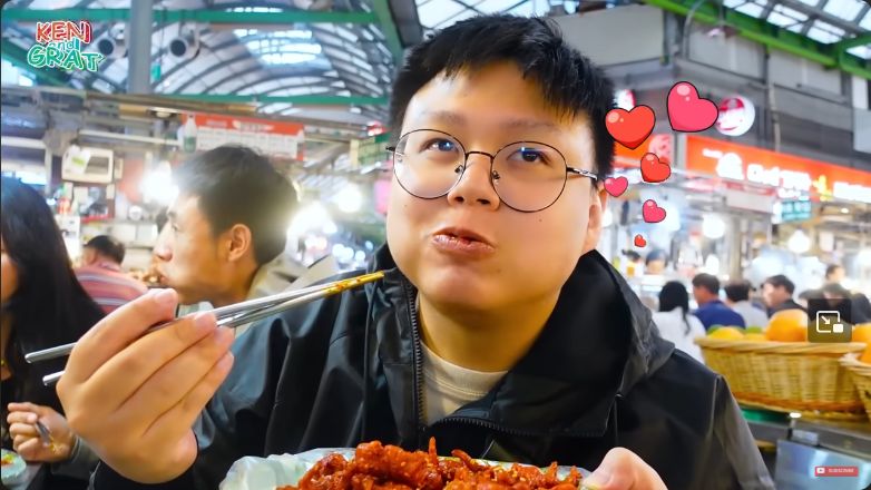 Ken & Grat mukbang jajanan di Pasar Gwangjang Korea