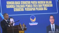 DPW NasDem DKI telah memberikan rekomendasi tiga nama kepada Ketua Bappilu DPP NasDem Prananda Surya Paloh, yaitu mantan Gubernur DKI Anies Baswedan, Bendum NasDem Ahmad Sahroni dan Ketua DPW NasDem DKI Wibi Andrino. Nama-nama tersebut saat ini tengah proses penggodokan.