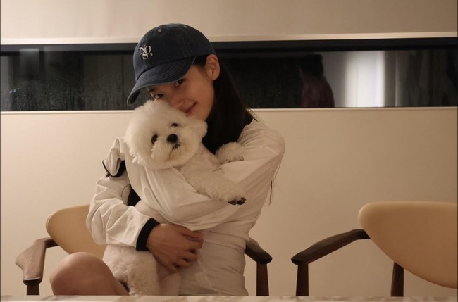 Dalam foto yang dibagikan di Instagram, Song Hye Kyo juga tampak mengajak Suzy bermain bersama anjing peliharaannya. Foto: Instagram