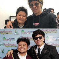 Potret Atta bersama salah satu teman seangkatannya saat masih bersekolah vs saat keduanya lulus SMA. Foto: Instagram/@attahalilintar