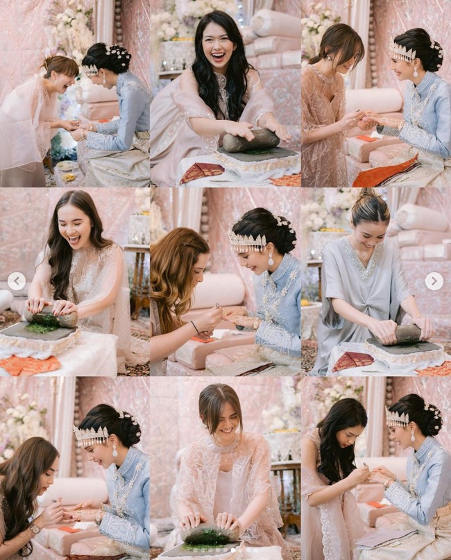 Cut Beby Tsabina dan para sahabatnya itu tampak asik mengikuti rangkaian acara adat Aceh tersebut. Ekspresi bahagia tampak jelas di wajah Beby dan para sahabatnya.Foto: Instagram/@bebytsabina