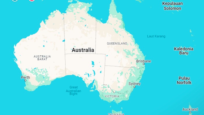 Benua Australia. (Tangkapan layar Google Maps)