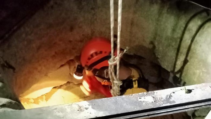 Evakuasi biawak nyemplung sumur di Playen, Gunungkidul