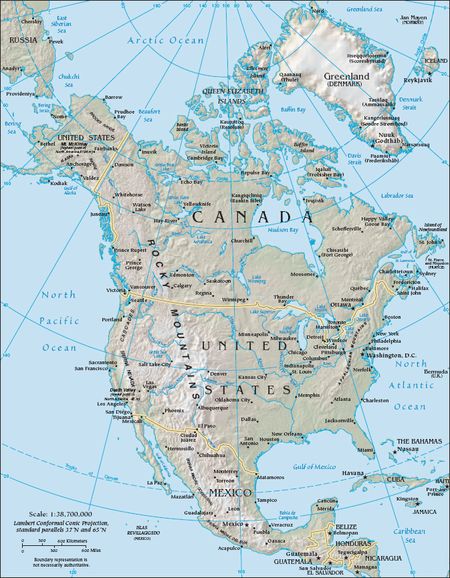 Peta Benua Amerika Utara. (Wikipedia)