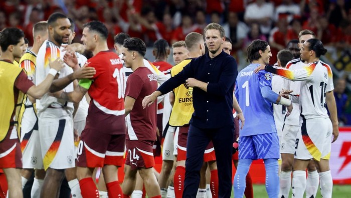 Soccer Football - Euro 2024 - Group A - Switzerland v Germany - Frankfurt, Germany - June 23, 2024 Germany coach Julian Nagelsmann reacts after the match REUTERS/Wolfgang Rattay