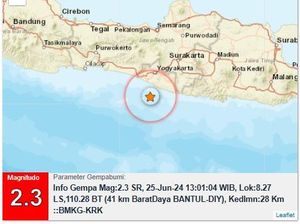Gempa M 2,3 Goyang Laut Selatan Bantul