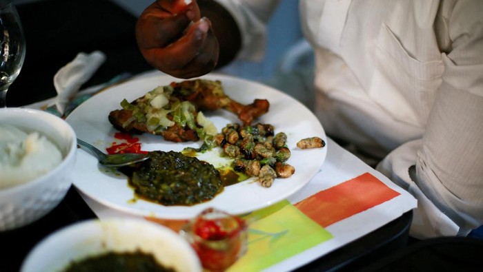 Francoise Lukadi, an agronomist, shows palm weevil larvae and demonstrates how they evolve during an inspection at the farm in Kinshasa, Democratic Republic of Congo, May 16, 2024. REUTERS/Justin Makangara