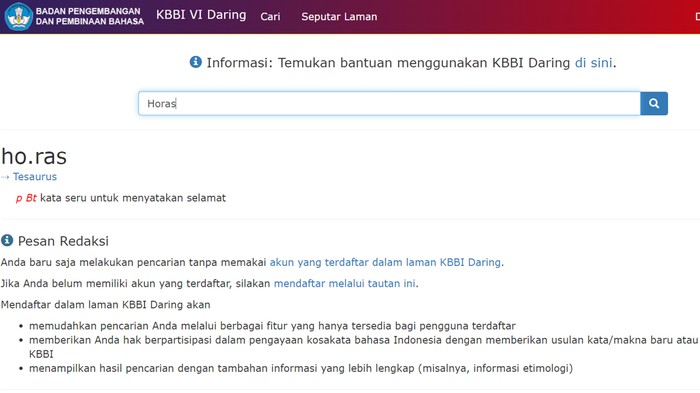 Kosa kata bahasa Batak di KBBI. (Istimewa)