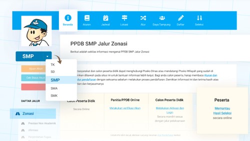 PPDB SMP Jalur Zonasi. (Tangkapan layar siap-ppdb.com)