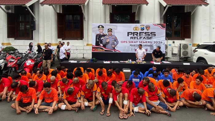 Ratusan tersangka yang ditangkap Polrestabes Surabaya