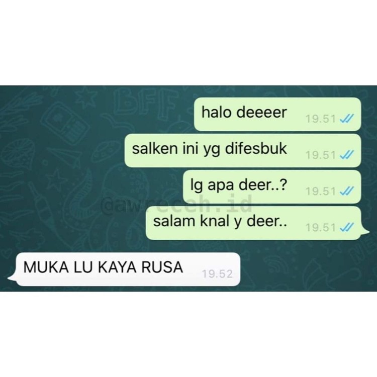 10 Chat Absurd tapi Bikin Ngakak, Mood Auto Naik Kumpulan chat absurd ini dijamin bikin senyum-senyum sendiri. Pas banget buat kamu yang butuh asupan untuk meningkatkan mood.